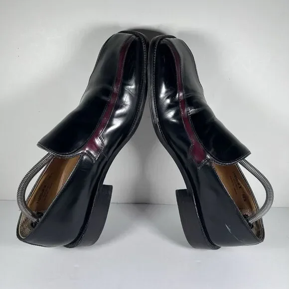 San Remo Platinum Leather Penny Loafers Dress Shoes Black/Burgundy Men's 10.5 - Picture 5 of 8